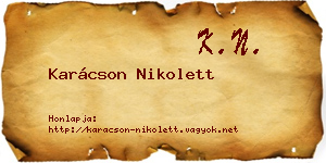 Karácson Nikolett névjegykártya